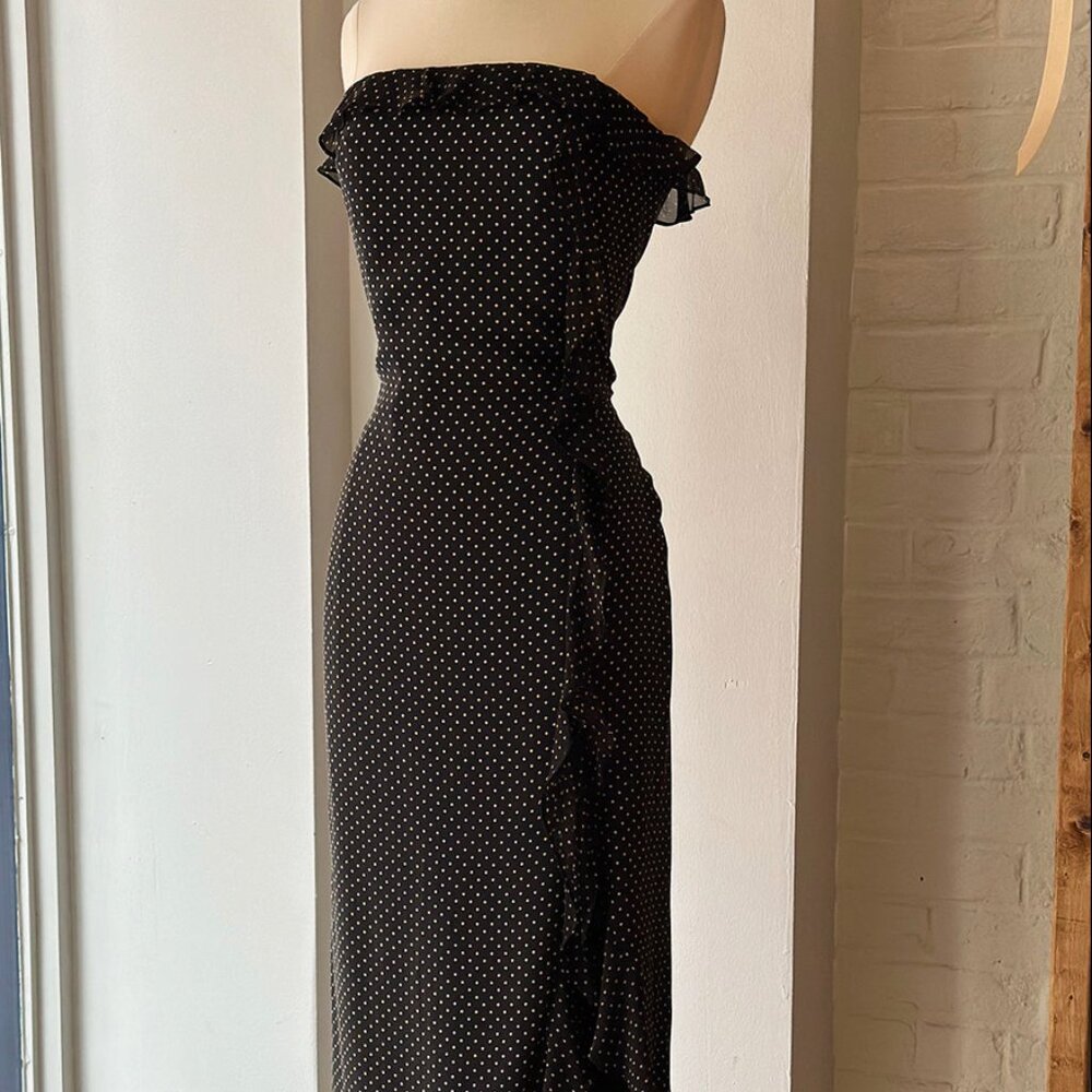 Ralph Lauren Vintage Silk Polka Dot Strapless Dress